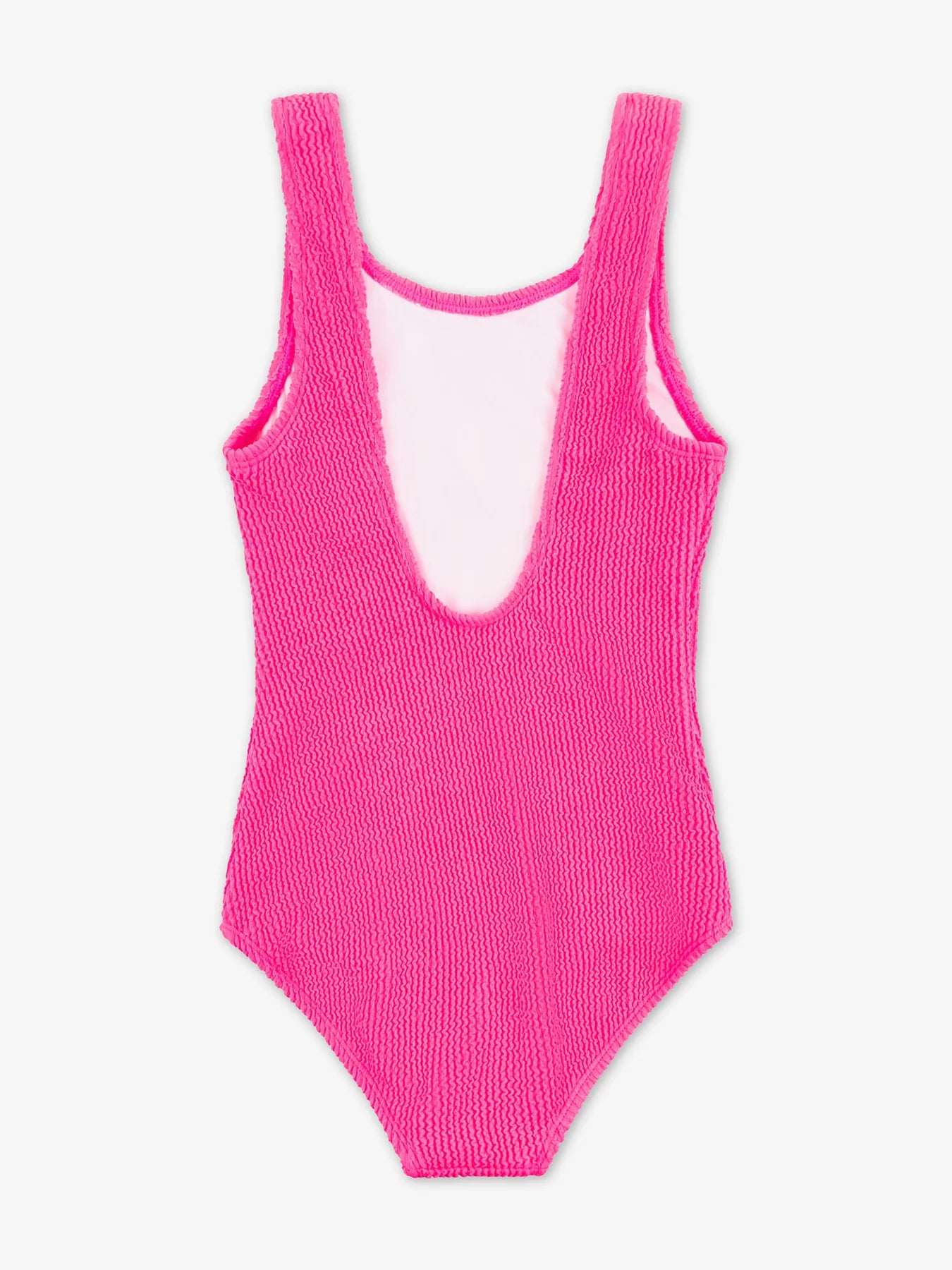 Fiorella Crinkle Square Neck One Piece Swimsuit - Neon Pink