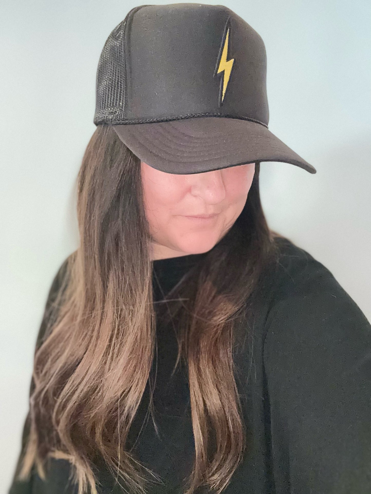 Black Lightning Bolt Trucker Hat - Adult