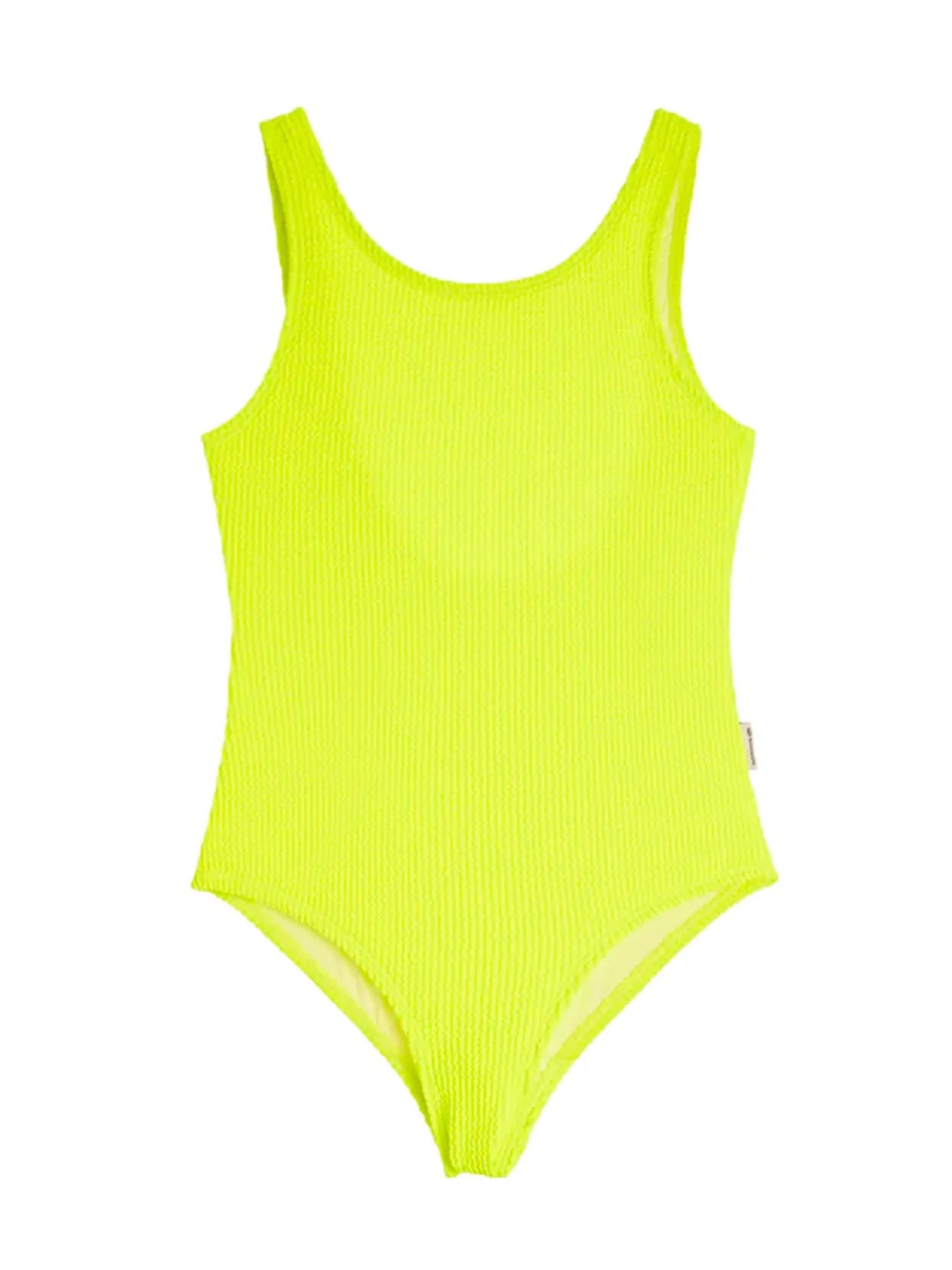 Shayla Crinkle Square Neck One Piece Swimsuit - Neon Yellow