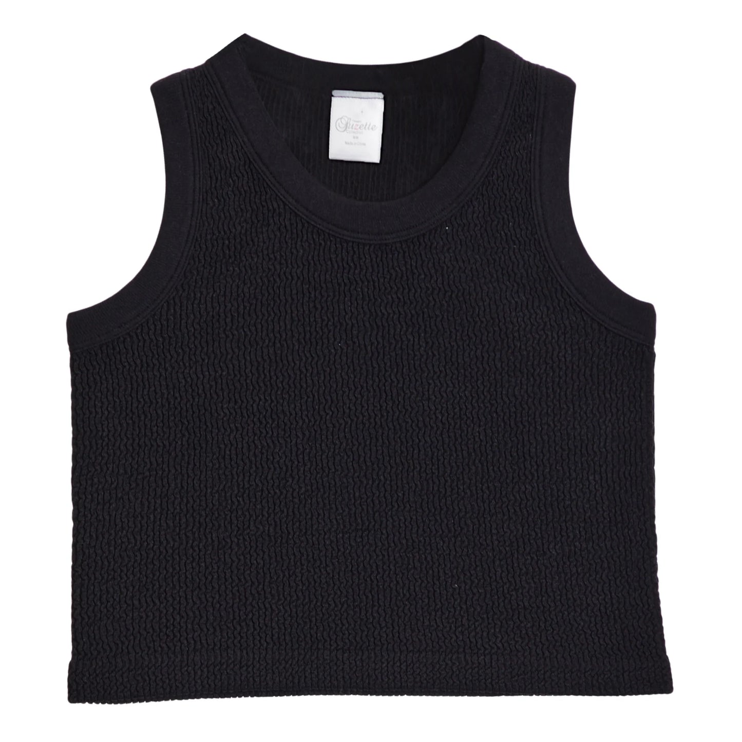 Smocked Crop Tank - Black