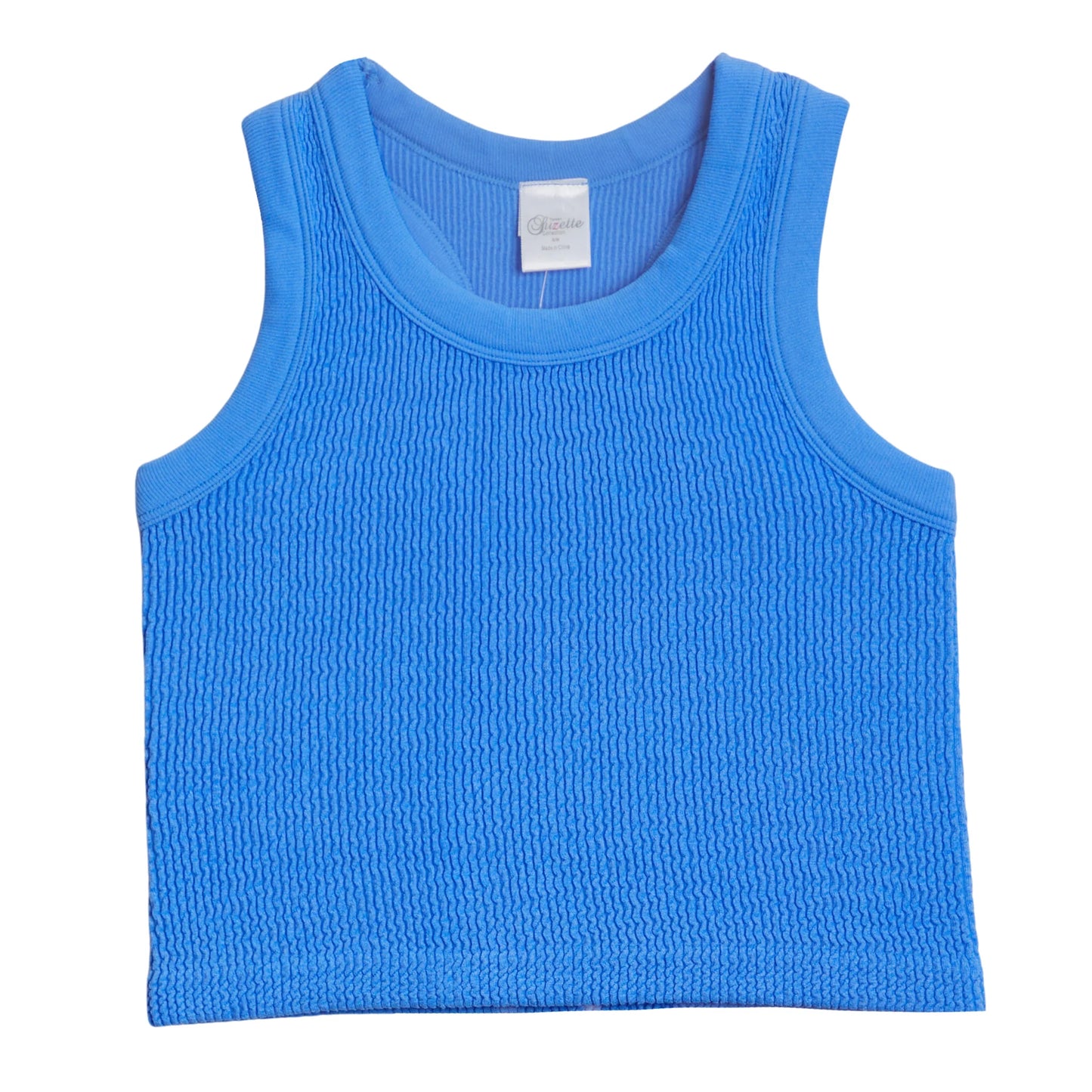 Smocked Crop Tank - Cool Blue