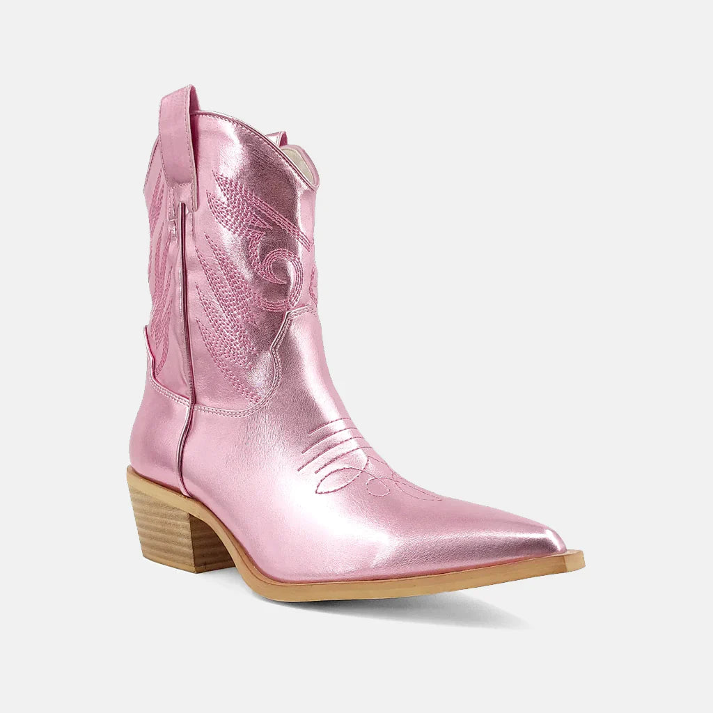 Zahara Cowboy Boot - Metallic Pink (youth sizing)