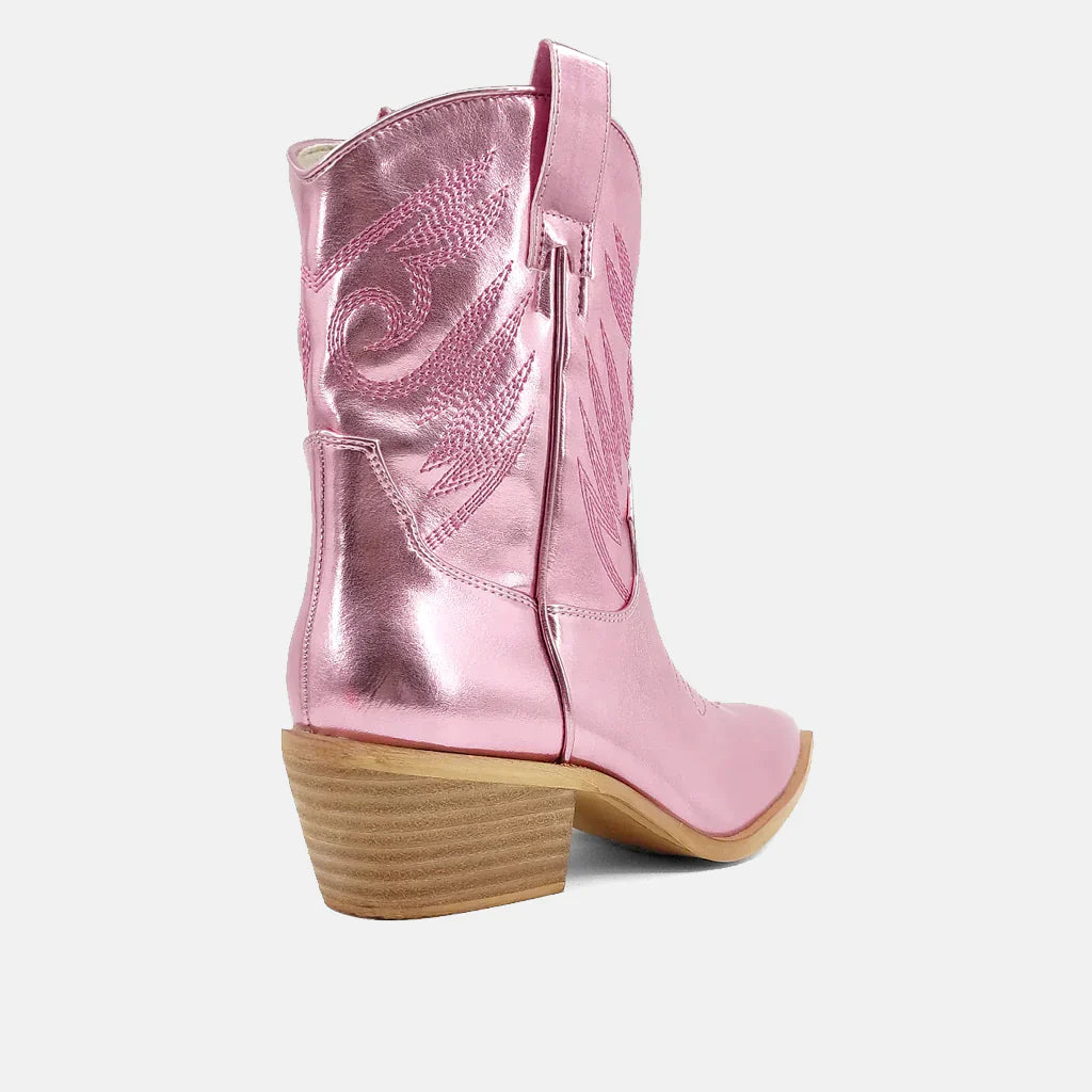 Zahara Cowboy Boot - Metallic Pink (youth sizing)