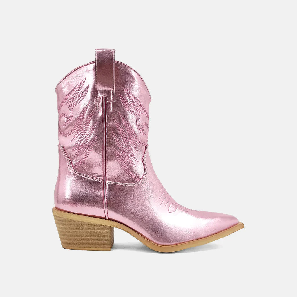 Zahara Cowboy Boot - Metallic Pink (youth sizing)