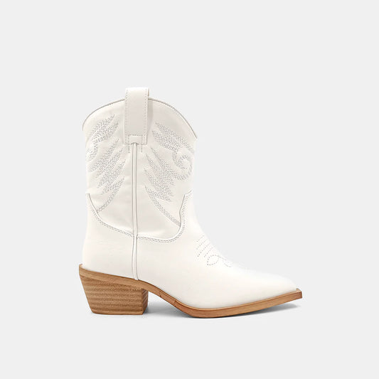 Zahara Cowboy Boot - White (youth sizing)