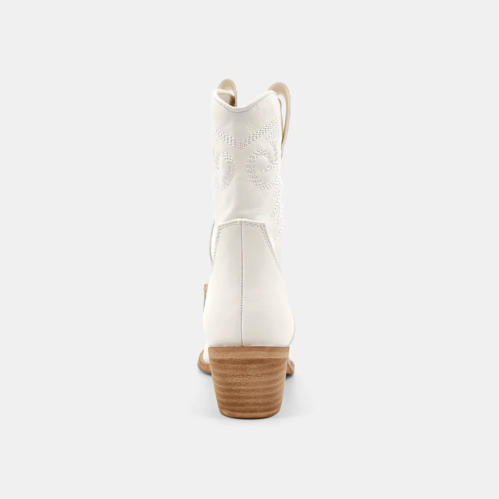 Zahara Cowboy Boot - White (youth sizing)