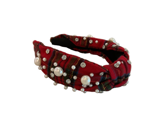 Christmas Tartan Pearl Headband