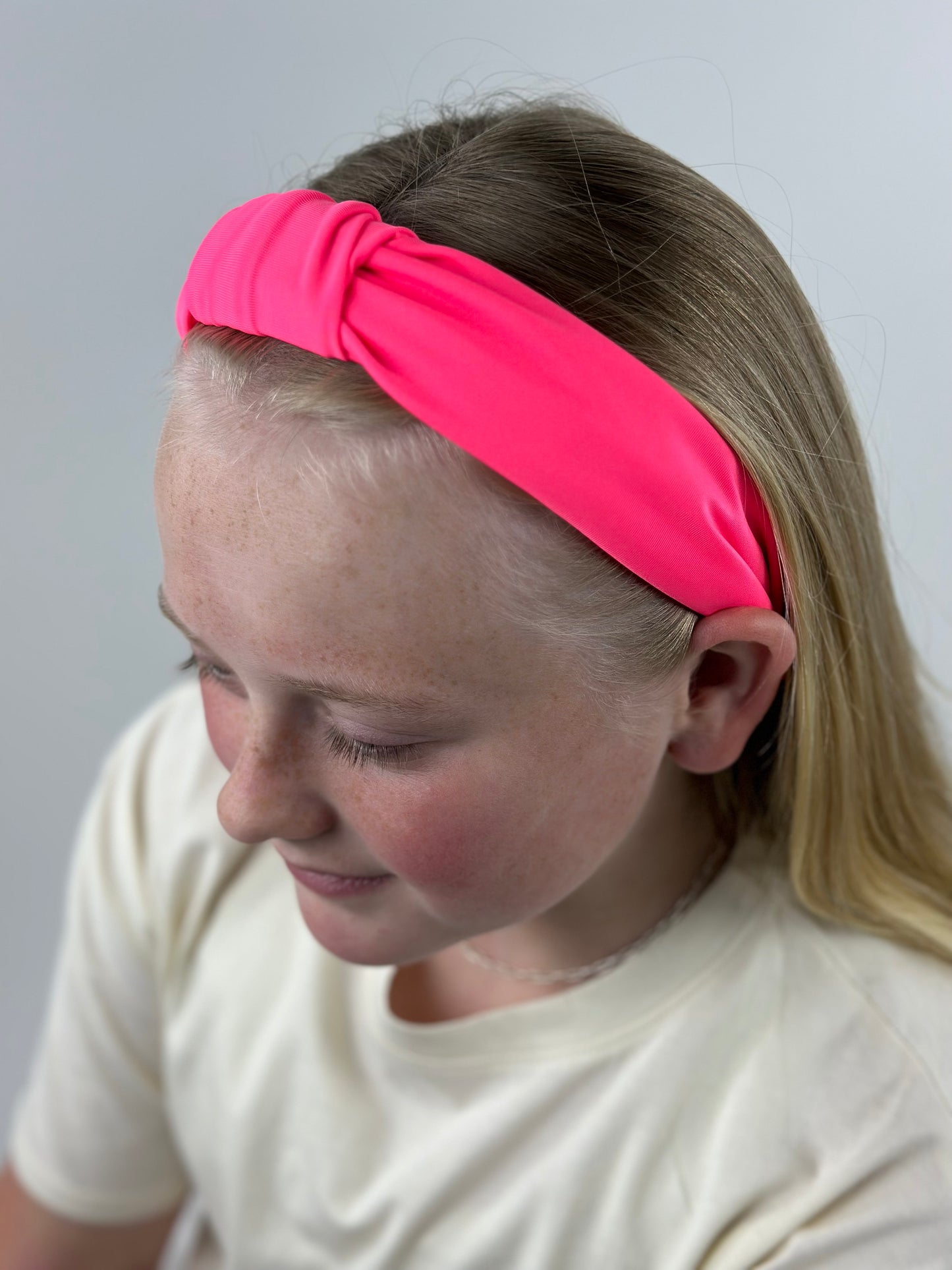 Flat Bow Spandex Headband - Hot Pink