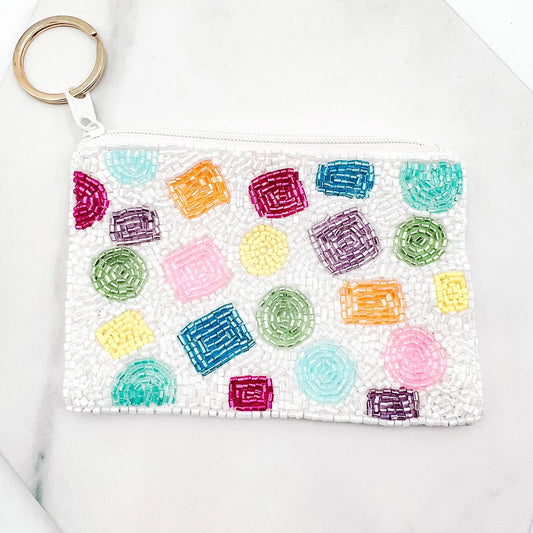 Confetti Beaded Keychain Pouch