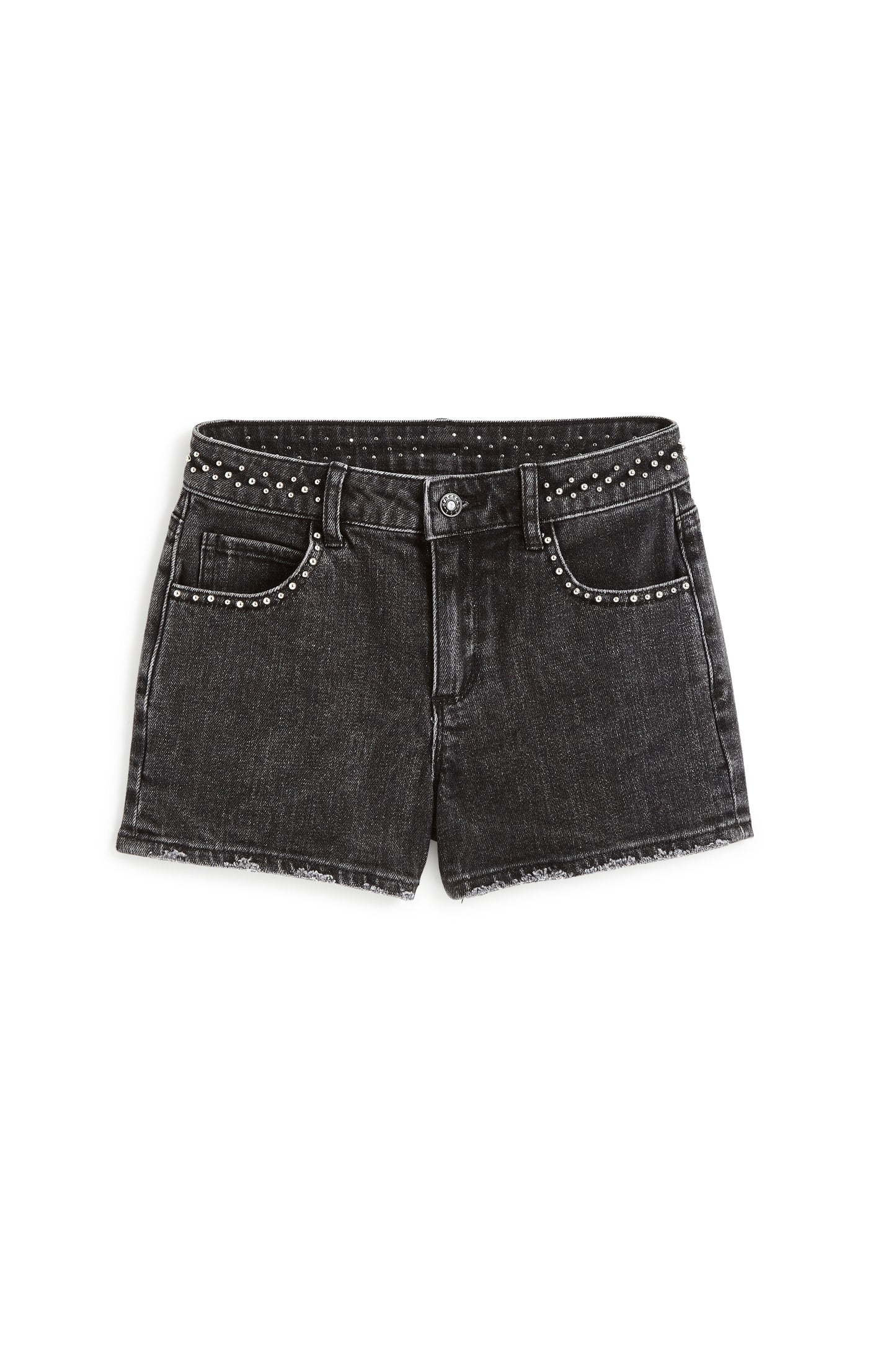 Studded Waistband High Rise Shorts - Black