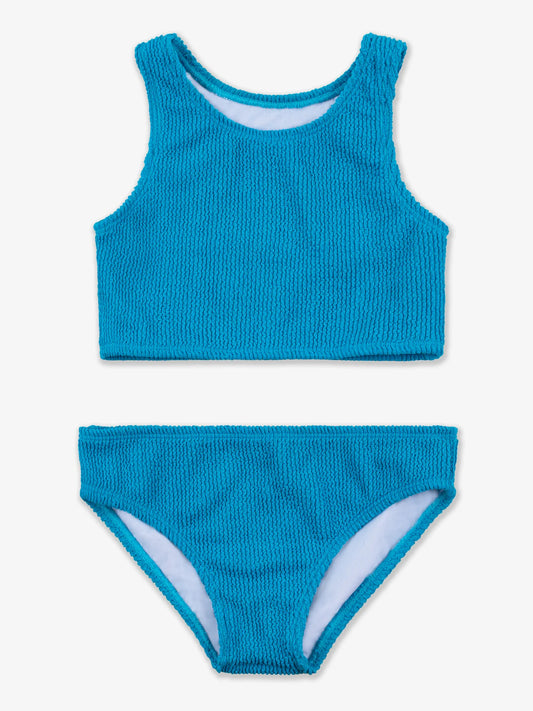 Leona Crinkle Cropped Tankini - Blue