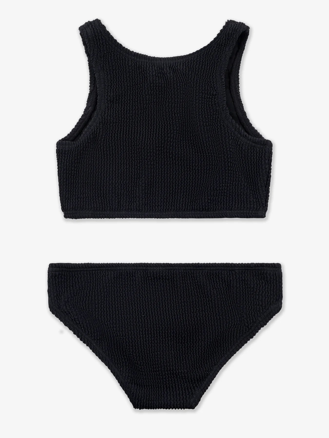 Lila Crinkle Cropped Tankini - Black