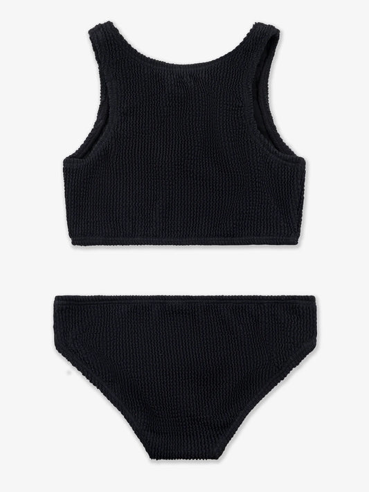 Lila Crinkle Cropped Tankini - Black