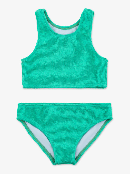 Estelle Crinkle Cropped Tankini - Aqua