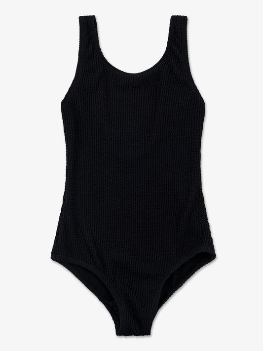 Lindsey Crinkle Square Neck One Piece Swimsuit - Black