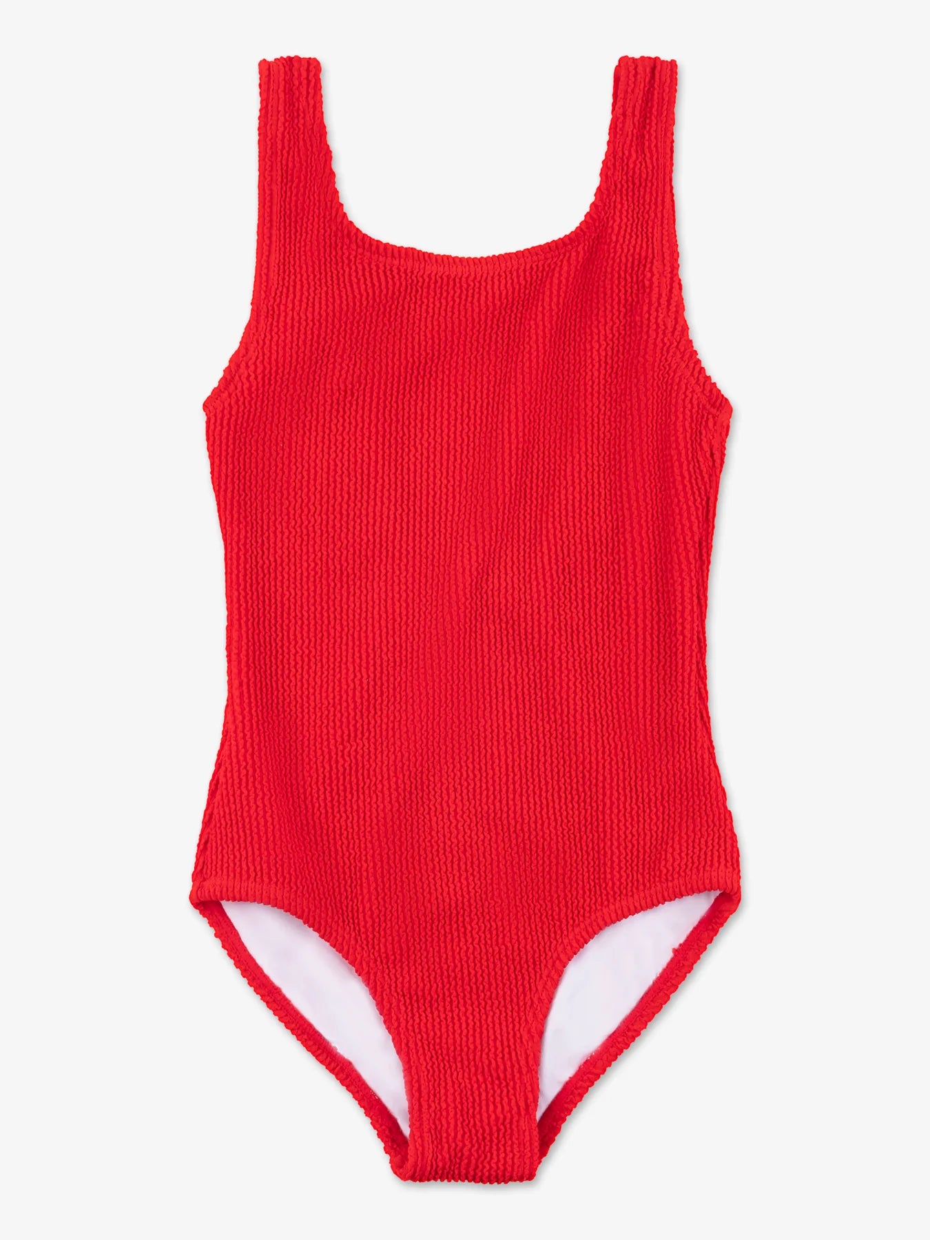 Megan Crinkle Square Neck One Piece Swimsuit - Cherry