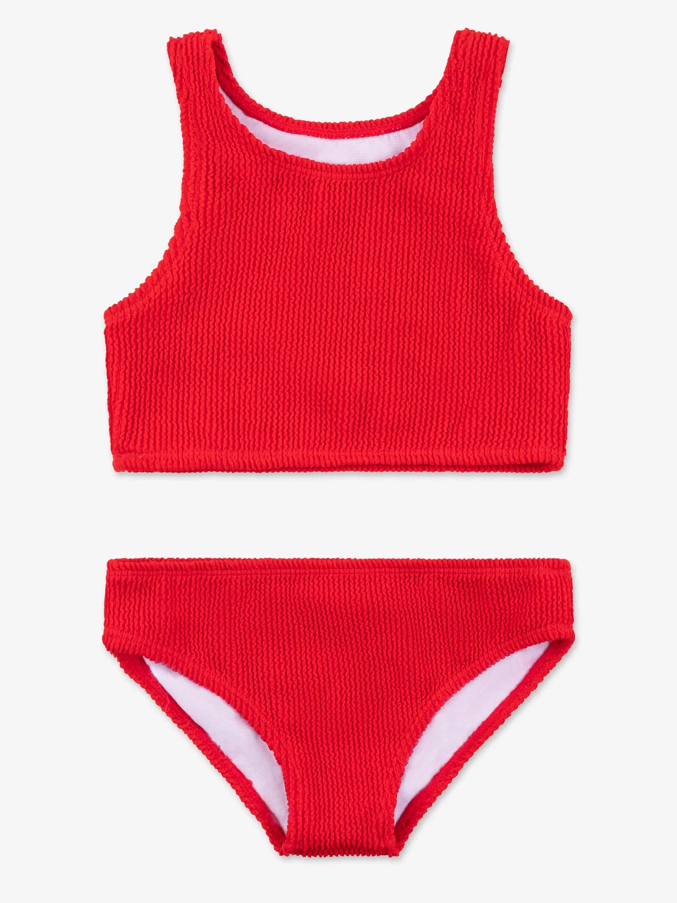 Meredith Crinkle Cropped Tankini - Cherry