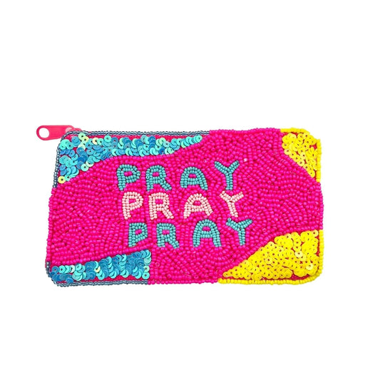 Pray Pray Pray Beaded Coin Purse