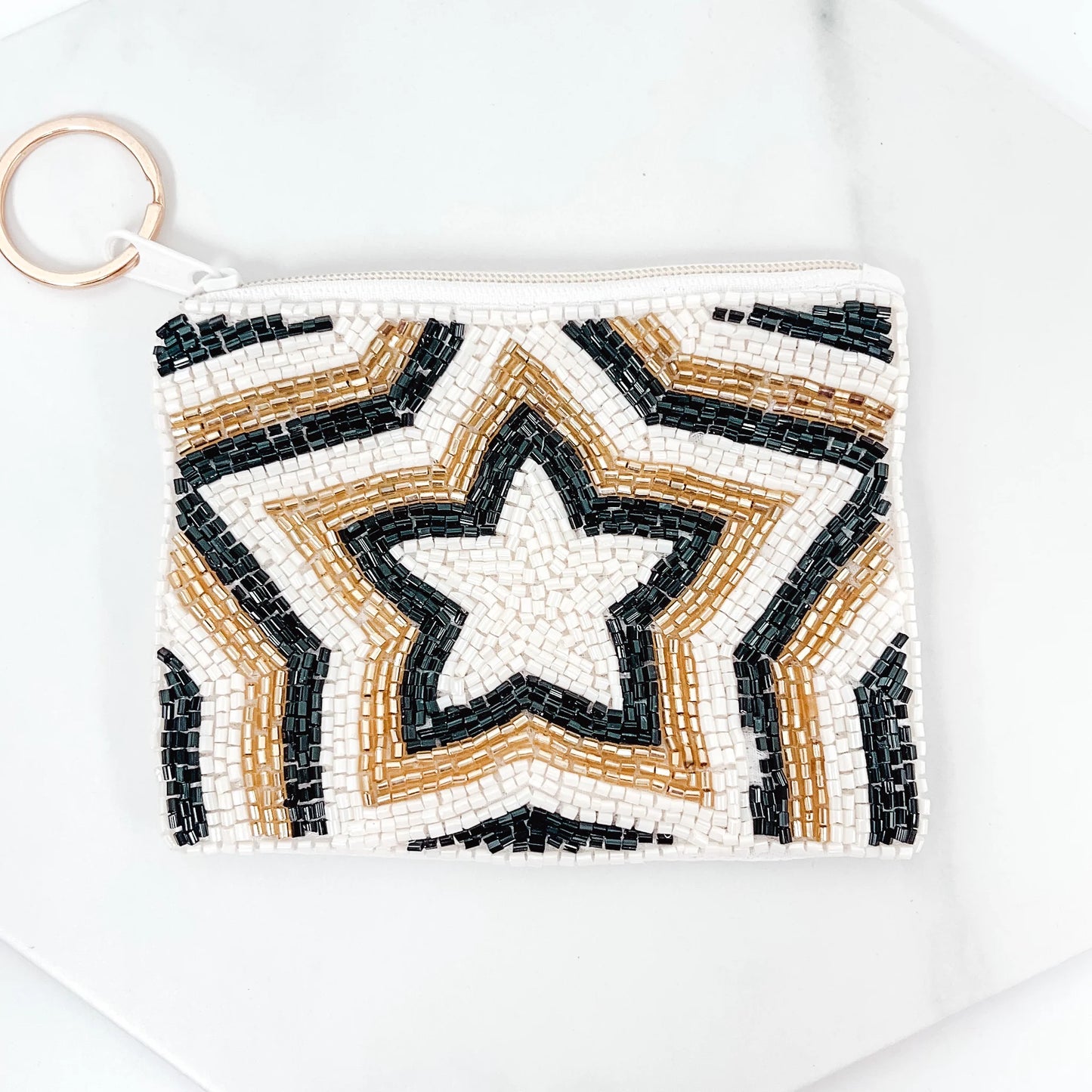 Rock Star Beaded Keychain Pouch