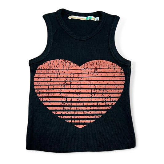 Heart Ribbed Tank - Black