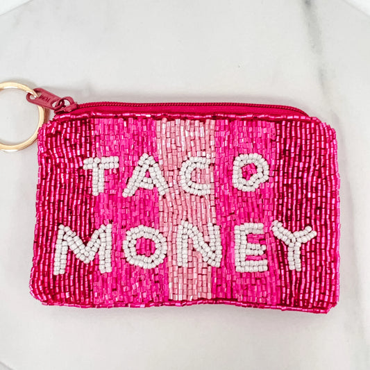 Taco Money Beaded Keychain Pouch